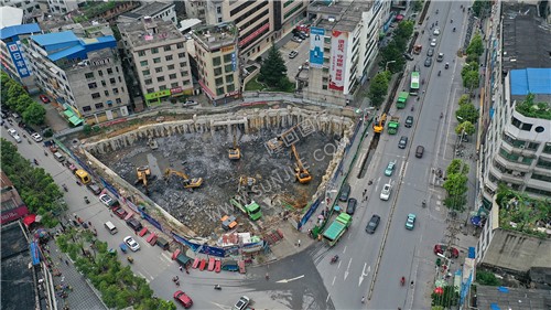 朝阳大厦开挖-隆回桃洪路地下街人防工程开挖