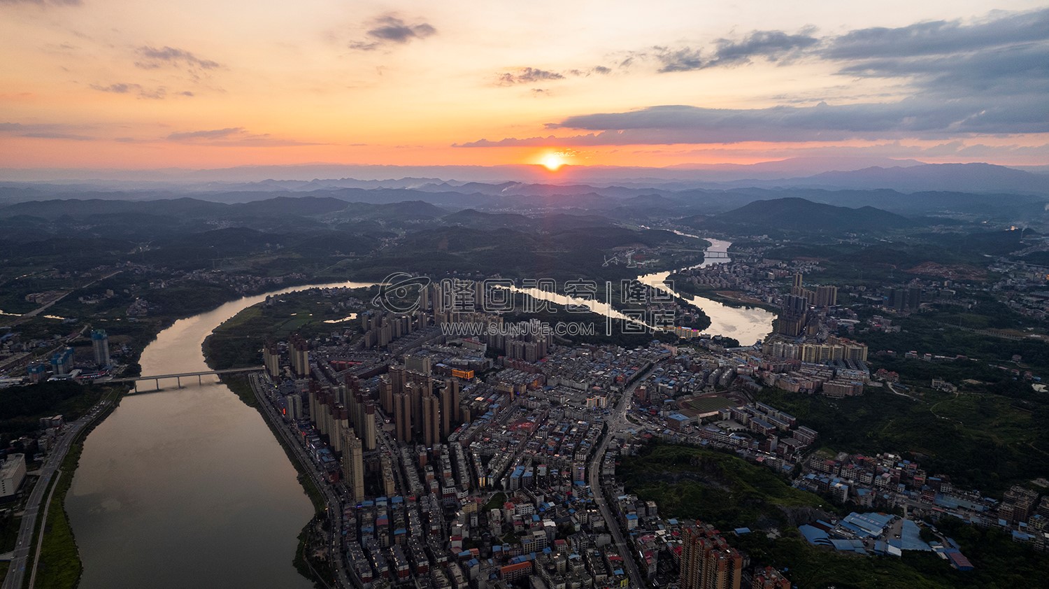 隆回县城夕阳美景