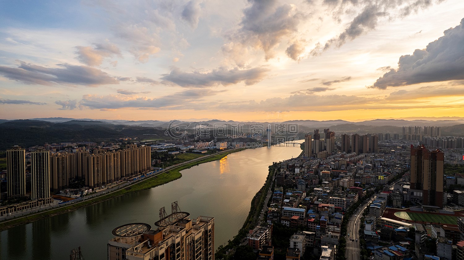 隆回大桥周边金色夕阳