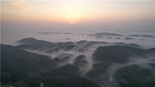 乡村的早晨，荷田玖鹅水厂航拍