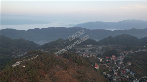 乡村的早晨，荷田玖鹅水厂航拍