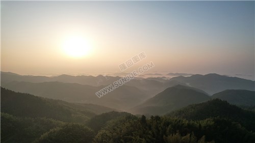 乡村的早晨，荷田玖鹅水厂航拍