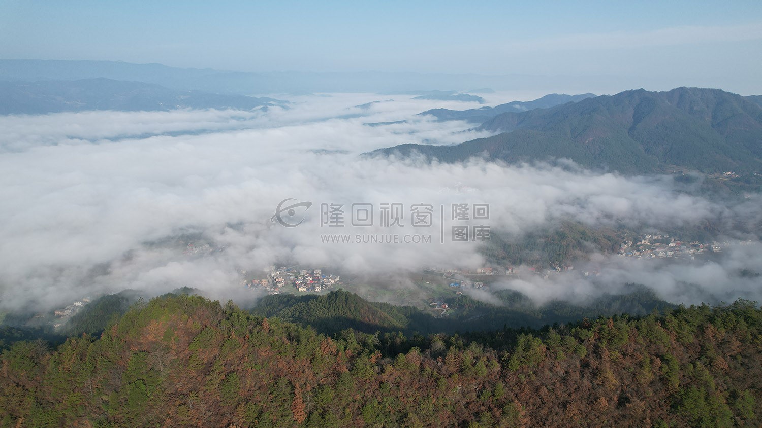 乡村的早晨，荷田玖鹅水厂航拍