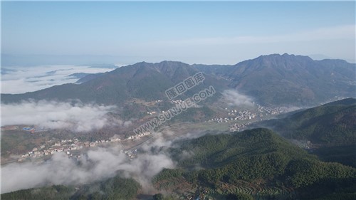 乡村的早晨，荷田玖鹅水厂航拍