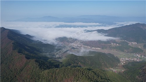 乡村的早晨，荷田玖鹅水厂航拍