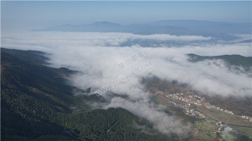 乡村的早晨，荷田玖鹅水厂航拍