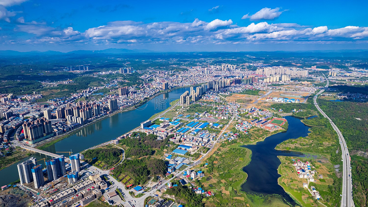 隆回城南全景航拍