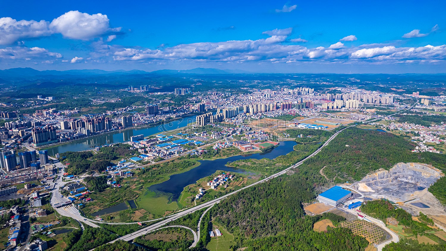 隆回城南全景航拍