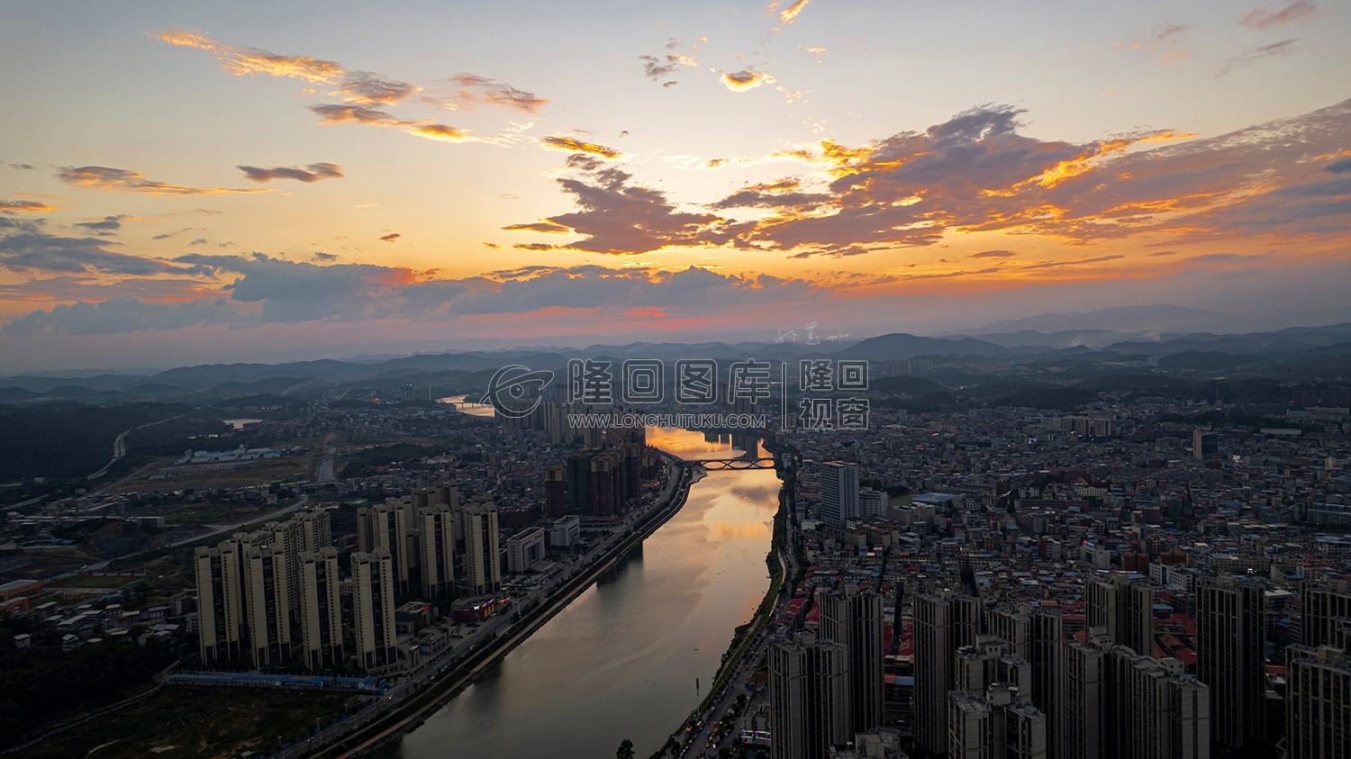 隆回县城夕阳美景