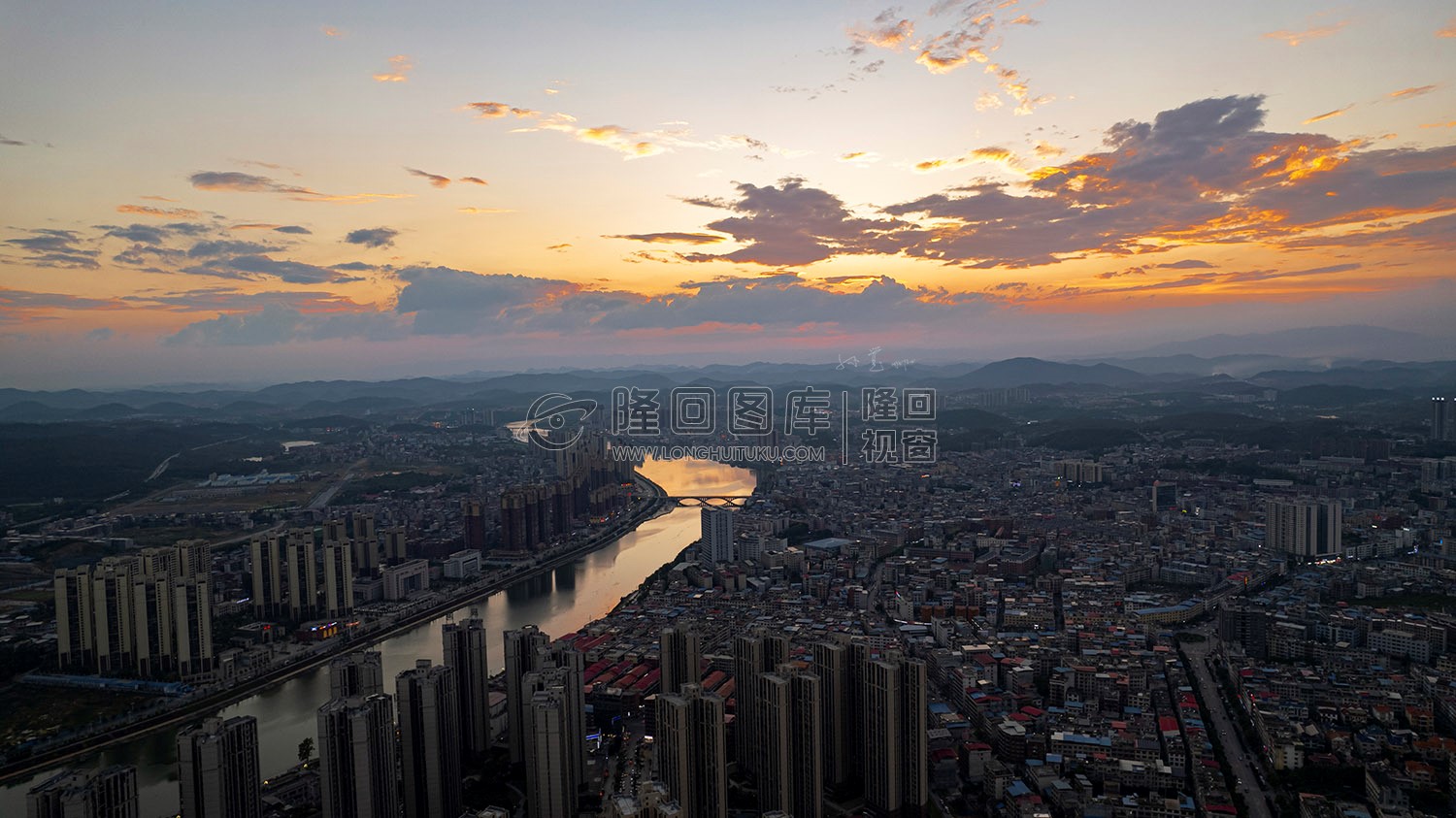 隆回县城夕阳美景