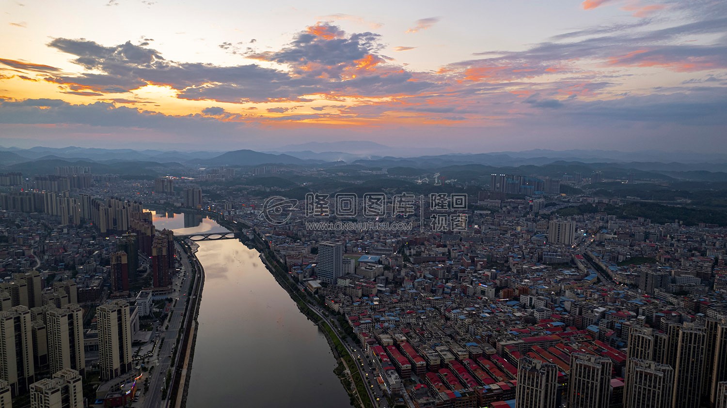 隆回县城夕阳美景