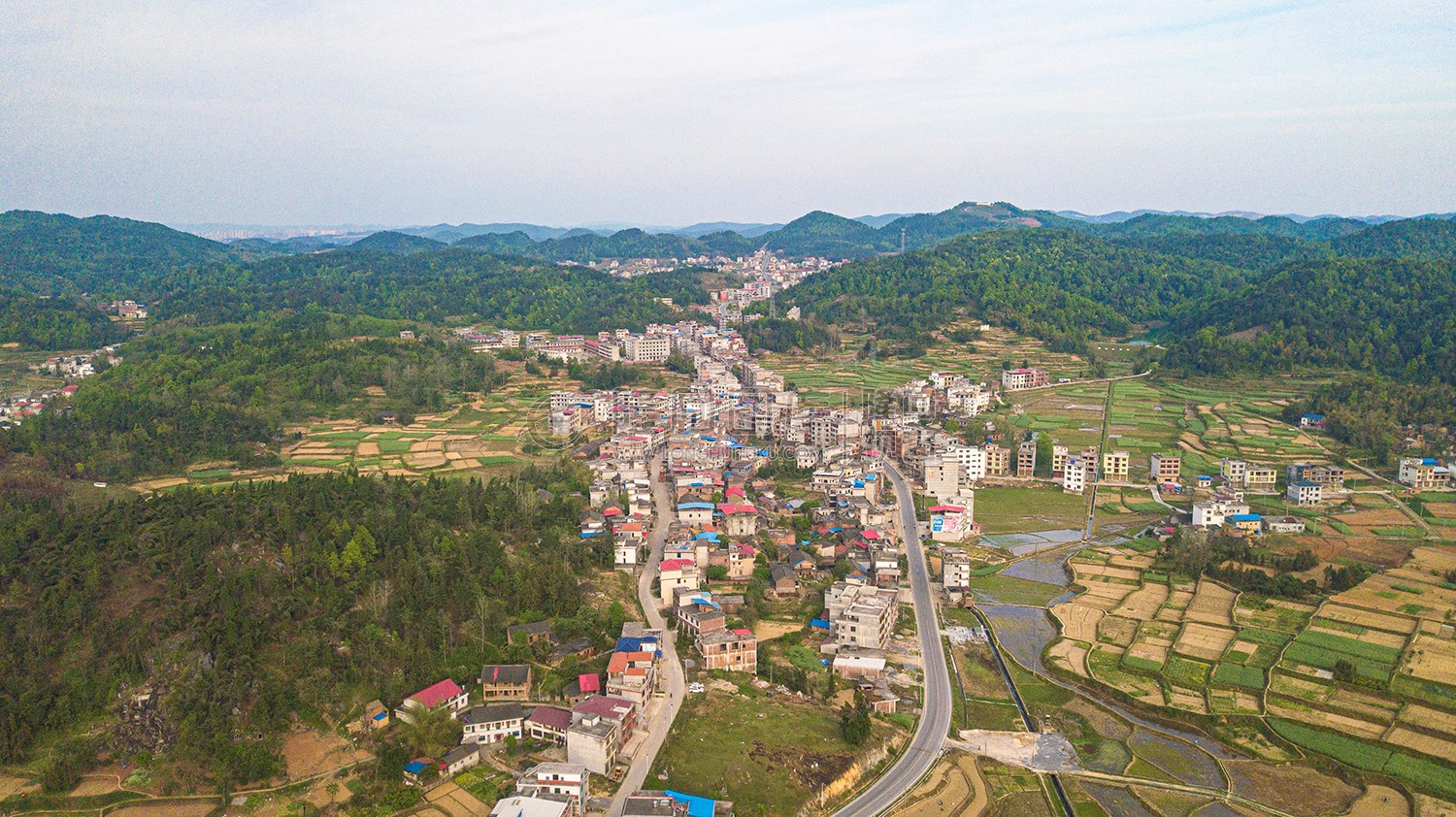 航拍老长铺街道